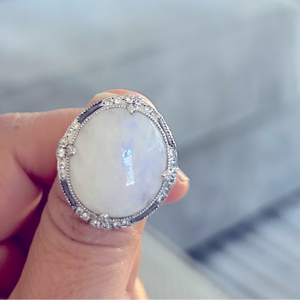Unique Jude Frances Sterling Silver Moonstone Labradorite Topaz Cocktail Ring